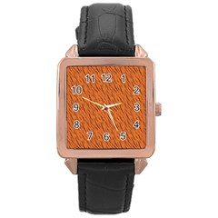 Animal Skin - Lion And Orange Skinnes Animals - Savannah And Africa Rose Gold Leather Watch  by DinzDas