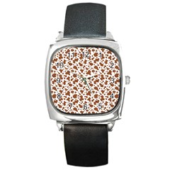 Animal Skin - Brown Cows Are Funny And Brown And White Square Metal Watch by DinzDas