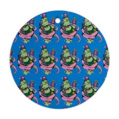 Monster And Cute Monsters Fight With Snake And Cyclops Ornament (round) by DinzDas