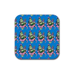 Monster And Cute Monsters Fight With Snake And Cyclops Rubber Coaster (square)  by DinzDas