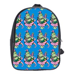 Monster And Cute Monsters Fight With Snake And Cyclops School Bag (large) by DinzDas