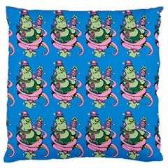 Monster And Cute Monsters Fight With Snake And Cyclops Large Cushion Case (two Sides) by DinzDas