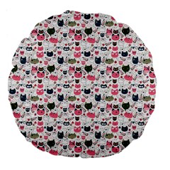 Adorable Seamless Cat Head Pattern01 Large 18  Premium Flano Round Cushions by TastefulDesigns