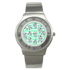 Cow Pattern Stainless Steel Watch by designsbymallika