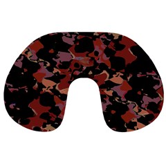 Red Dark Camo Abstract Print Travel Neck Pillow by dflcprintsclothing