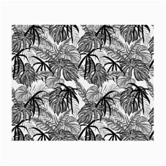 Black And White Leafs Pattern, Tropical Jungle, Nature Themed Small Glasses Cloth (2 Sides) by Casemiro