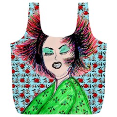 Headphones Girl W Cherries Full Print Recycle Bag (xl) by snowwhitegirl