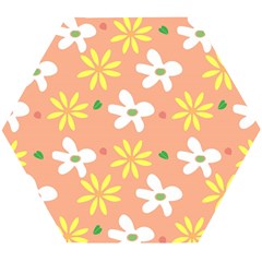 Beige Flowers W No Red Flower Wooden Puzzle Hexagon