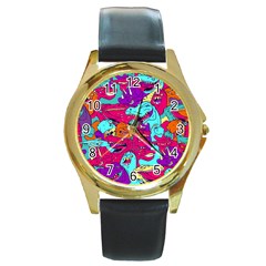Dinos Round Gold Metal Watch by Sobalvarro
