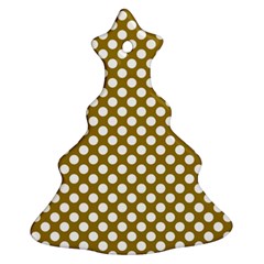 Gold Polka Dots Patterm, Retro Style Dotted Pattern, Classic White Circles Christmas Tree Ornament (two Sides) by Casemiro
