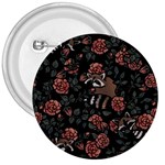 Raccoon Floral 3  Buttons Front