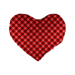 Three Color Tartan, Red Grey, Black Buffalo Plaid Theme Standard 16  Premium Heart Shape Cushions by Casemiro