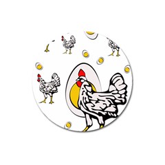 Roseanne Chicken, Retro Chickens Magnet 3  (round) by EvgeniaEsenina