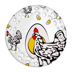 Roseanne Chicken, Retro Chickens Round Filigree Ornament (two Sides) by EvgeniaEsenina