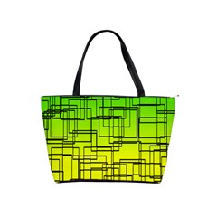 Geometrical Lines Pattern, Asymmetric Blocks Theme, Line Art Classic Shoulder Handbag by Casemiro