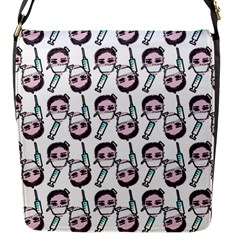 Doctor Pattern White Flap Closure Messenger Bag (s) by snowwhitegirl