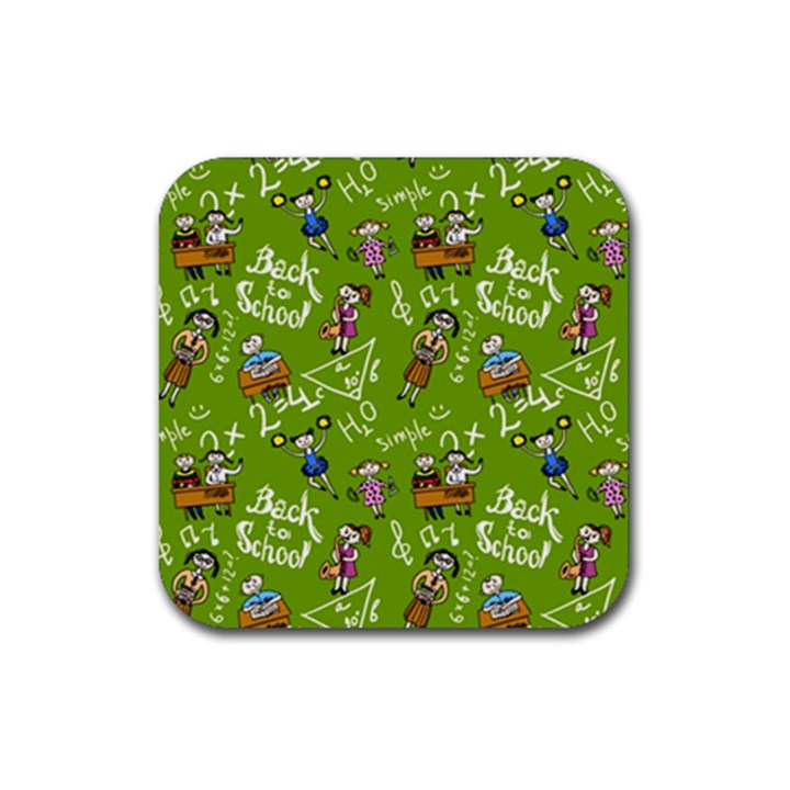 Seamless Pattern With Kids Rubber Coaster (Square) 