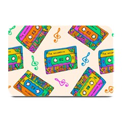 Seamless Pattern With Colorfu Cassettes Hippie Style Doodle Musical Texture Wrapping Fabric Vector Plate Mats by Amaryn4rt