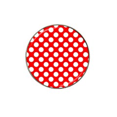Large White Polka Dots Pattern, Retro Style, Pinup Pattern Hat Clip Ball Marker by Casemiro