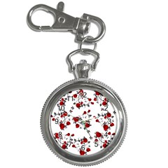 Vector Roses Pattern,red Flowers And Black Branches, Asymmetric Design Key Chain Watches by Casemiro