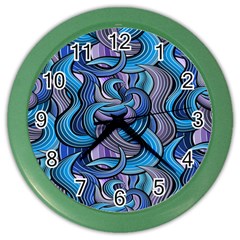 Blue Swirl Pattern Color Wall Clock by designsbymallika