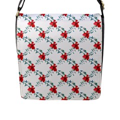 Poppies Pattern, Poppy Flower Symetric Theme, Floral Design Flap Closure Messenger Bag (l)