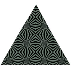 Geometric Pattern, Army Green And Black Lines, Regular Theme Wooden Puzzle Triangle by Casemiro