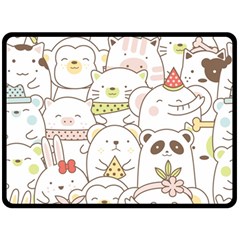 Cute-baby-animals-seamless-pattern Fleece Blanket (large) 