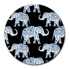 Elephant-pattern-background Round Mousepads by Sobalvarro