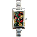 Seamless-pattern-with-leopards-and-roses-vector Rectangle Italian Charm Watch Front