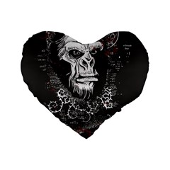 Monster Monkey From The Woods Standard 16  Premium Flano Heart Shape Cushions by DinzDas