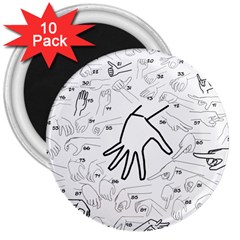 Hands Reference Art Drawing 3  Magnets (10 Pack)  by Mariart