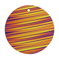 Orange Strips Round Ornament (two Sides) by Sparkle