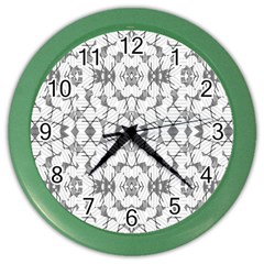 Grey And White Abstract Geometric Print Color Wall Clock by dflcprintsclothing