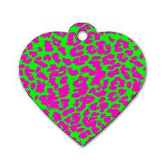 Neon Big Cat Dog Tag Heart (two Sides) by Angelandspot