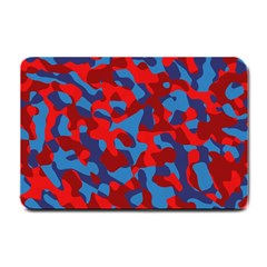 Red And Blue Camouflage Pattern Small Doormat  by SpinnyChairDesigns