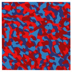 Red And Blue Camouflage Pattern Wooden Puzzle Square by SpinnyChairDesigns