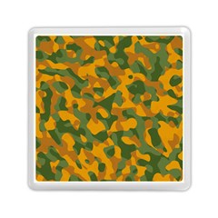 Green And Orange Camouflage Pattern Memory Card Reader (square) by SpinnyChairDesigns