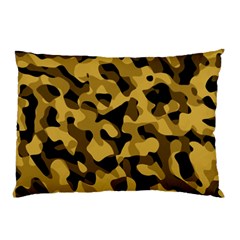 Black Yellow Brown Camouflage Pattern Pillow Case by SpinnyChairDesigns