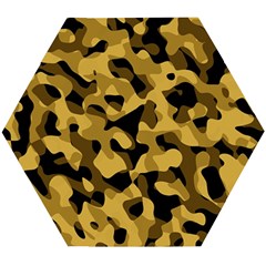 Black Yellow Brown Camouflage Pattern Wooden Puzzle Hexagon by SpinnyChairDesigns