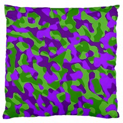 Purple And Green Camouflage Large Flano Cushion Case (one Side) by SpinnyChairDesigns