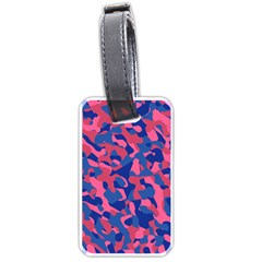 Blue And Pink Camouflage Pattern Luggage Tag (two Sides) by SpinnyChairDesigns