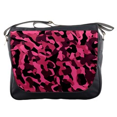 Black And Pink Camouflage Pattern Messenger Bag by SpinnyChairDesigns