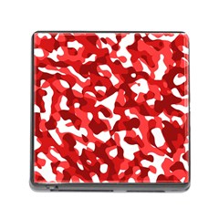 Red And White Camouflage Pattern Memory Card Reader (square 5 Slot) by SpinnyChairDesigns