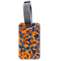Blue And Orange Camouflage Pattern Luggage Tag (two Sides) by SpinnyChairDesigns