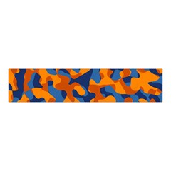 Blue And Orange Camouflage Pattern Velvet Scrunchie by SpinnyChairDesigns