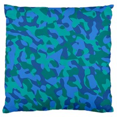 Blue Turquoise Teal Camouflage Pattern Standard Flano Cushion Case (one Side) by SpinnyChairDesigns