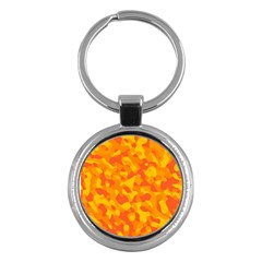 Orange And Yellow Camouflage Pattern Key Chain (round) by SpinnyChairDesigns