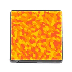 Orange And Yellow Camouflage Pattern Memory Card Reader (square 5 Slot) by SpinnyChairDesigns