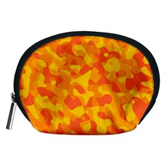 Orange And Yellow Camouflage Pattern Accessory Pouch (medium) by SpinnyChairDesigns
